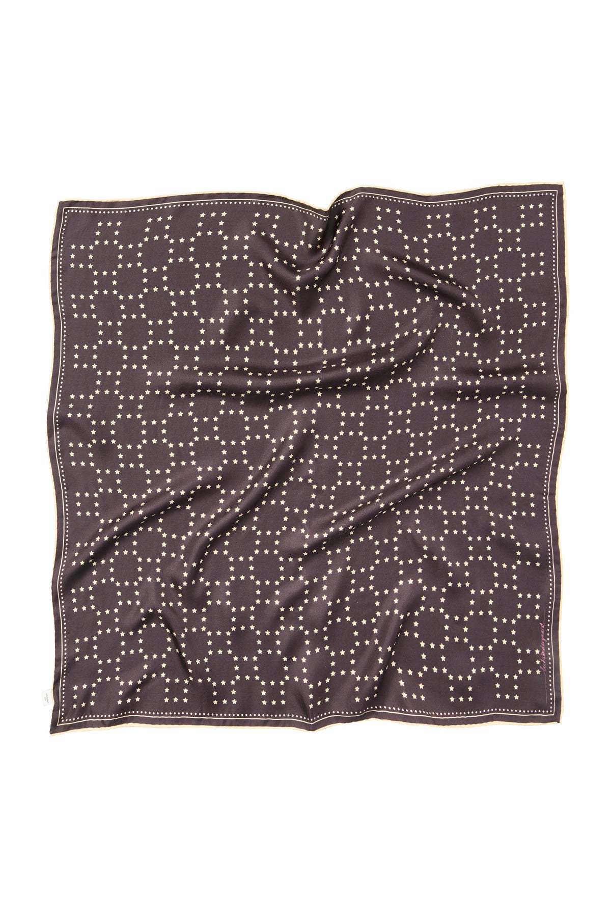 Becksondergaard Starlie Grid Sia Chocolate Torte Brown Silk Scarf, laid flat