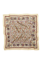 Becksondergaard Tapisflora Taby Sia Rutabaga White Silk Scarf, laid flat