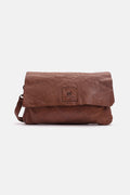 Biba Boston Tan Fold Over Cross Body Bag BT5, front view with the flap folded down