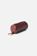 Biba Connecticut Burgundy Leather Keyring COH7L, angled view showing the zip and brass ring