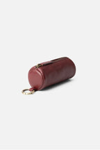 Biba Connecticut Burgundy Leather Keyring COH7L, angled view showing the zip and brass ring