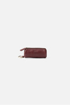 Biba Connecticut Burgundy Leather Keyring COH7L, side view with the stamped Biba mark