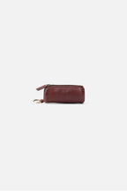 Biba Connecticut Burgundy Leather Keyring COH7L, side view showing the full cylinder shape
