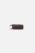 Biba Connecticut Dark Brown Leather Keyring COH7L, side view showing the zip and brass ring