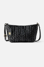 Biba Elk Black Woven Leather Cross Body Bag ELK2L, front view