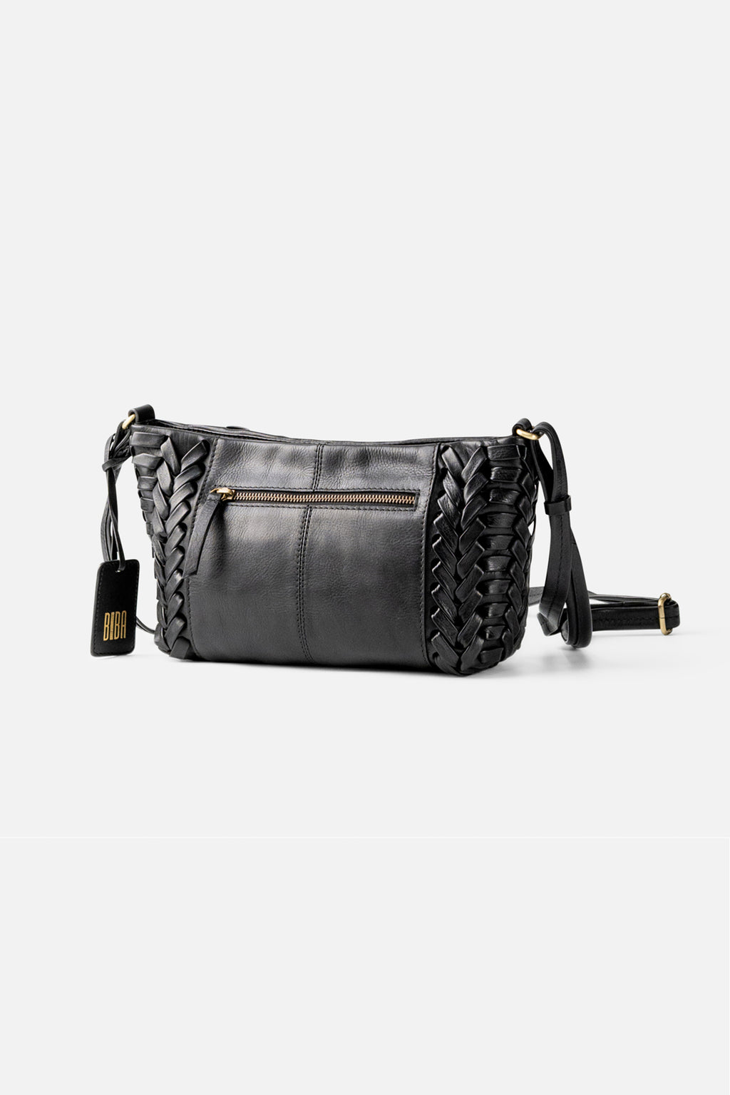 Biba Elk Black Woven Leather Cross Body Bag ELK2L, back view
