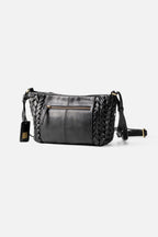 Biba Elk Black Woven Leather Cross Body Bag ELK2L, back view