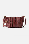 Biba Elk Burgundy Woven Leather Cross Body Bag ELK2L, front view