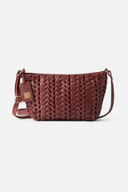 Biba Elk Burgundy Woven Leather Cross Body Bag ELK2L, front view