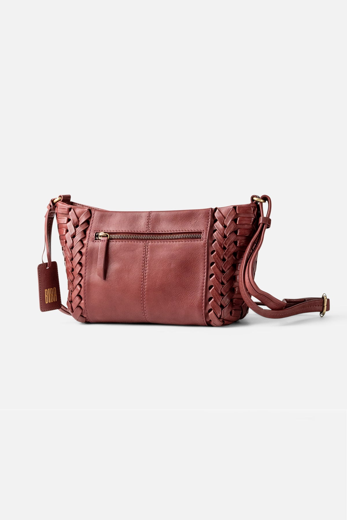 Biba Elk Burgundy Woven Leather Cross Body Bag ELK2L, back view