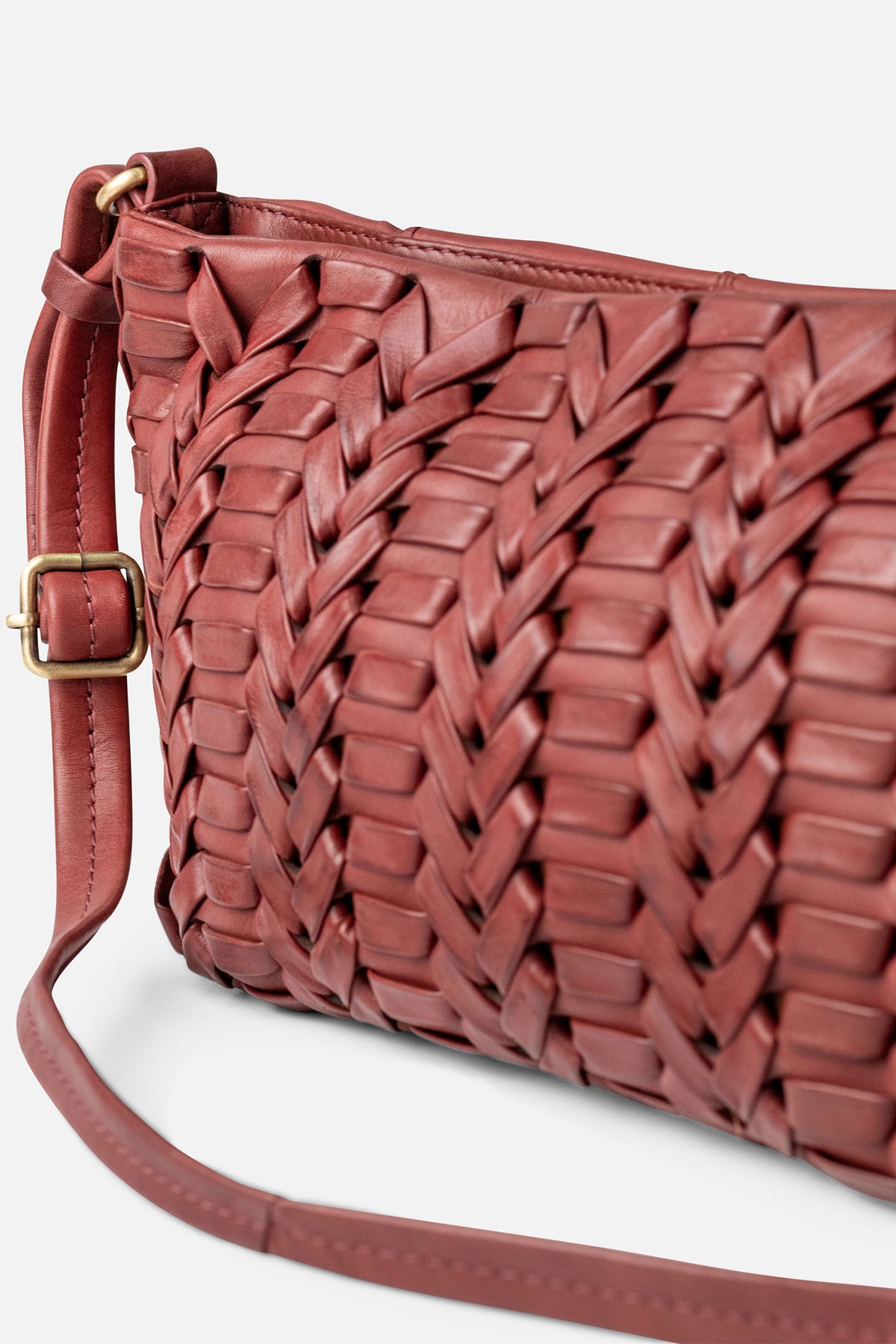 Biba Elk Burgundy Woven Leather Cross Body Bag ELK2L, interior view