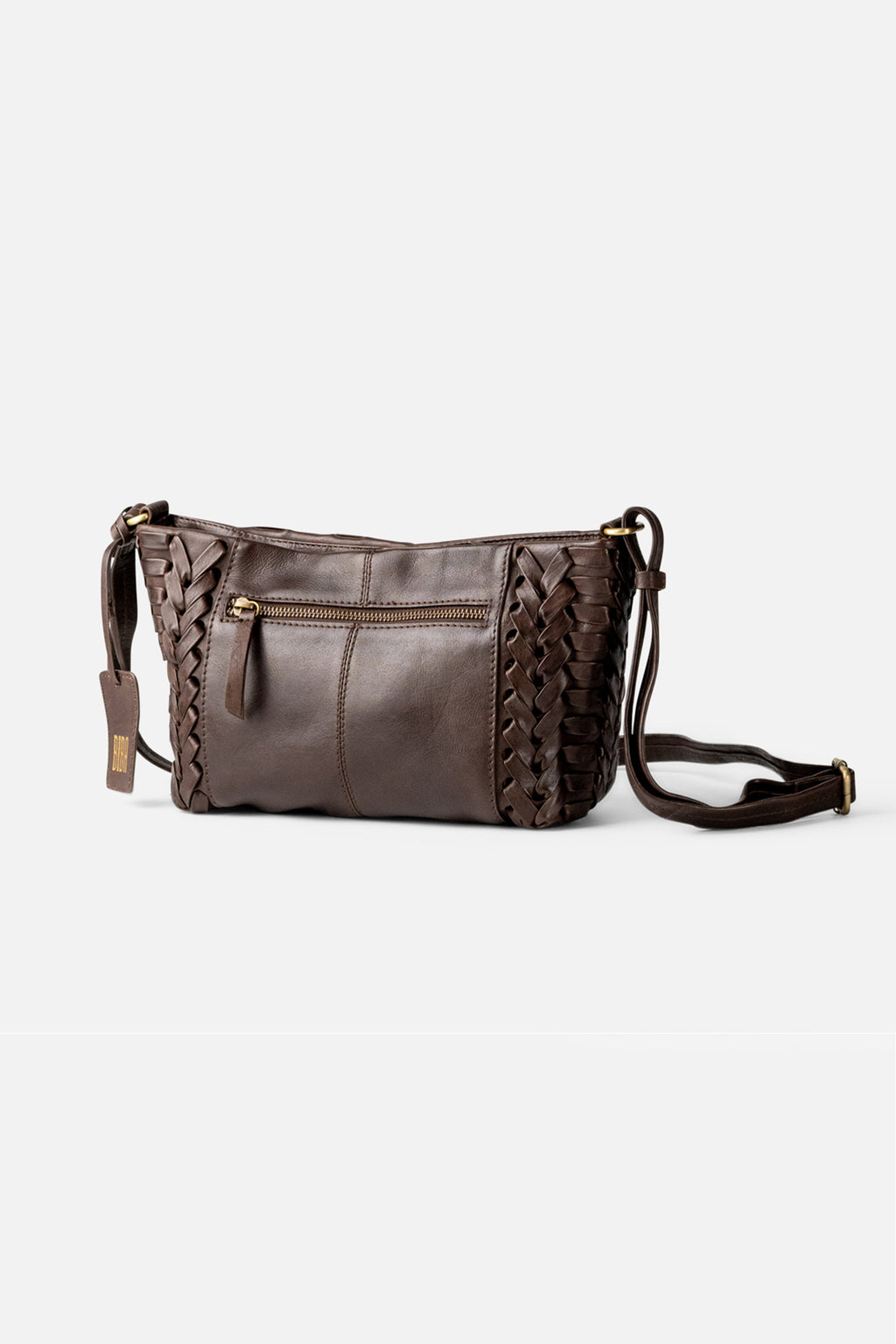 Biba Elk Dark Brown Woven Leather Cross Body Bag ELK2L, back view