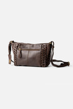 Biba Elk Dark Brown Woven Leather Cross Body Bag ELK2L, back view