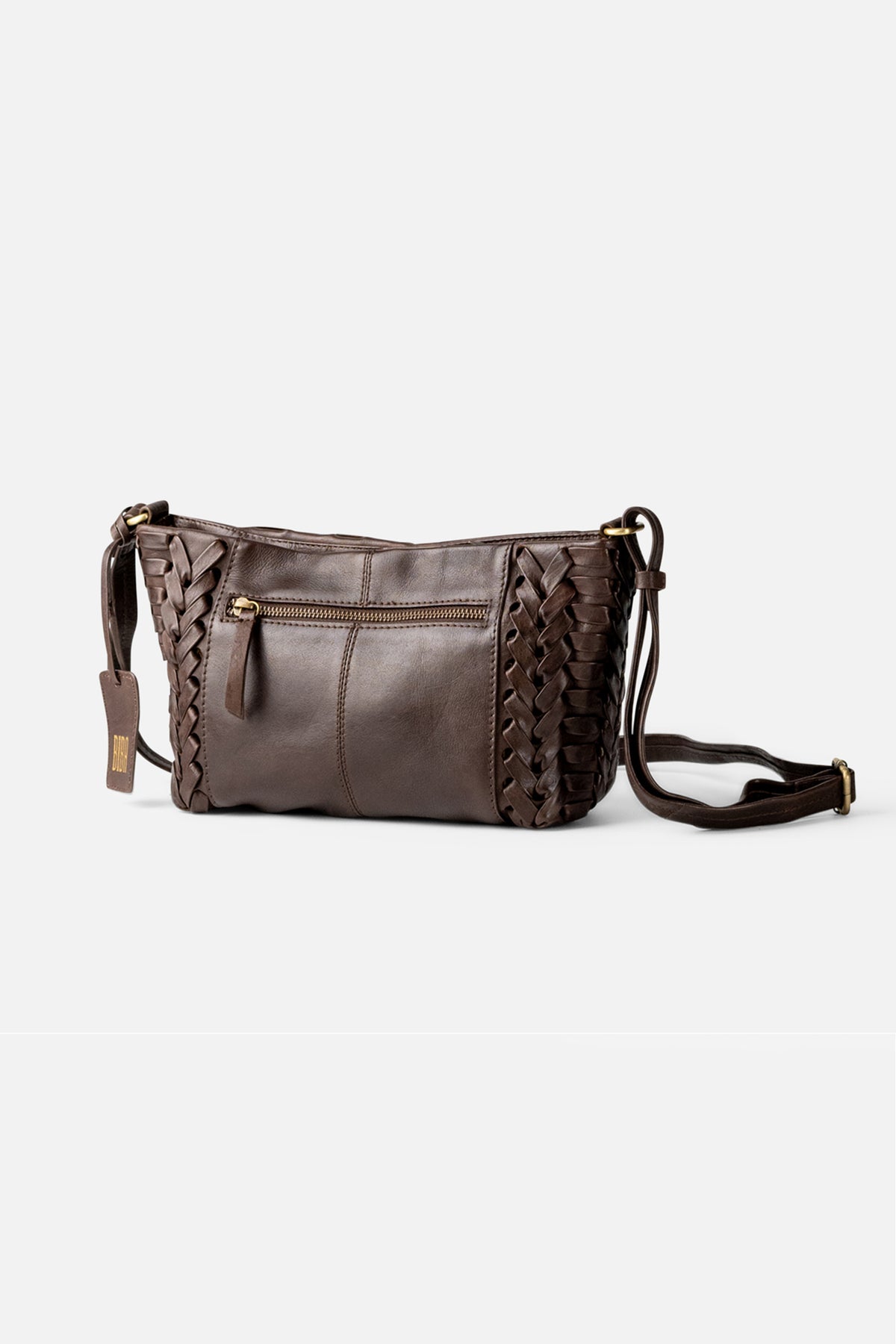 Biba Elk Dark Brown Woven Leather Cross Body Bag ELK2L, back view
