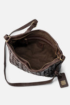 Biba Elk Dark Brown Woven Leather Cross Body Bag ELK2L, interior view