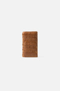 Biba Elk Tan Leather Travel Purse ELK3L, standing view showing the woven leather panel