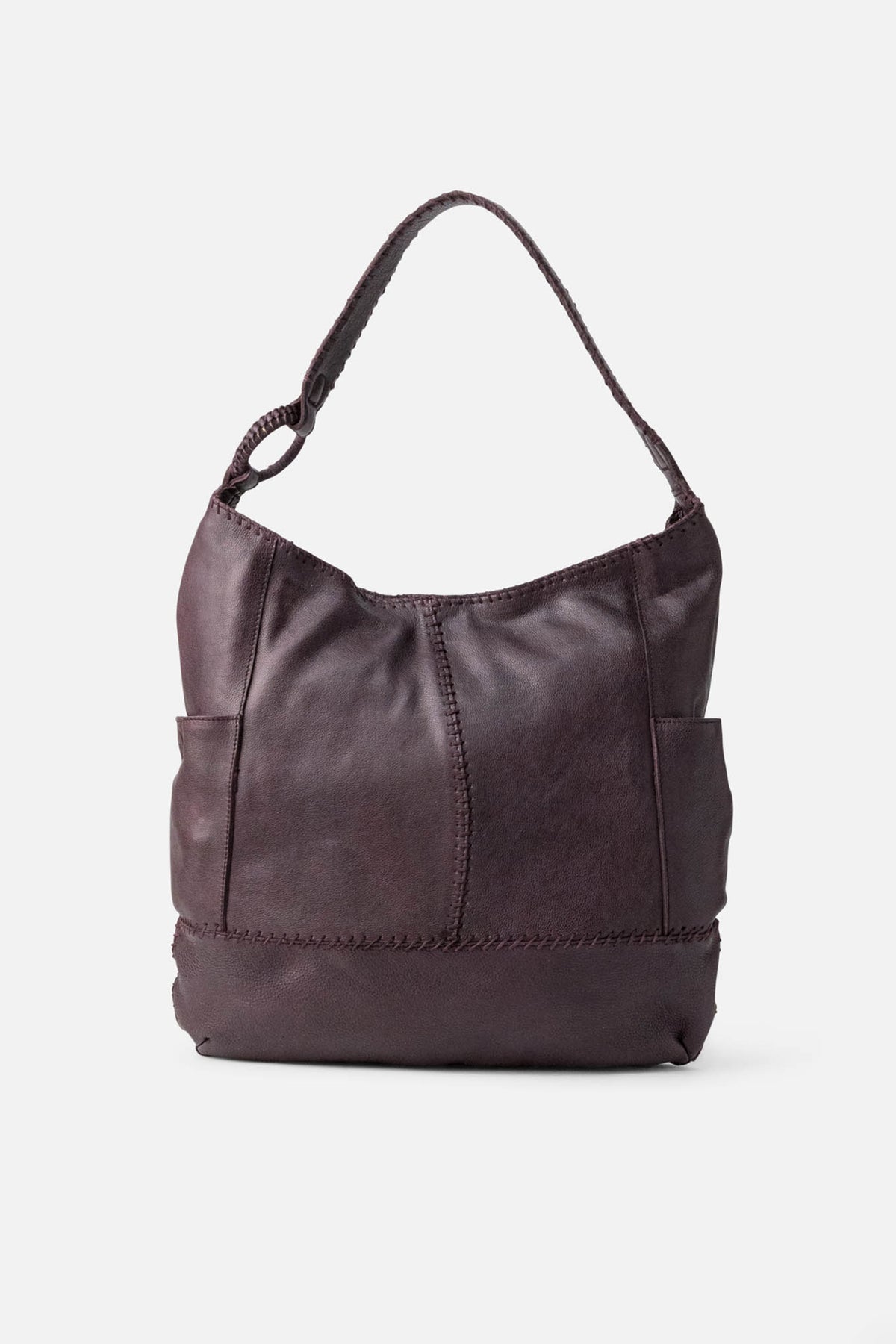 Biba Hanna Burgundy Leather Shoulder Bag HAN1L, front view showing the slip pockets