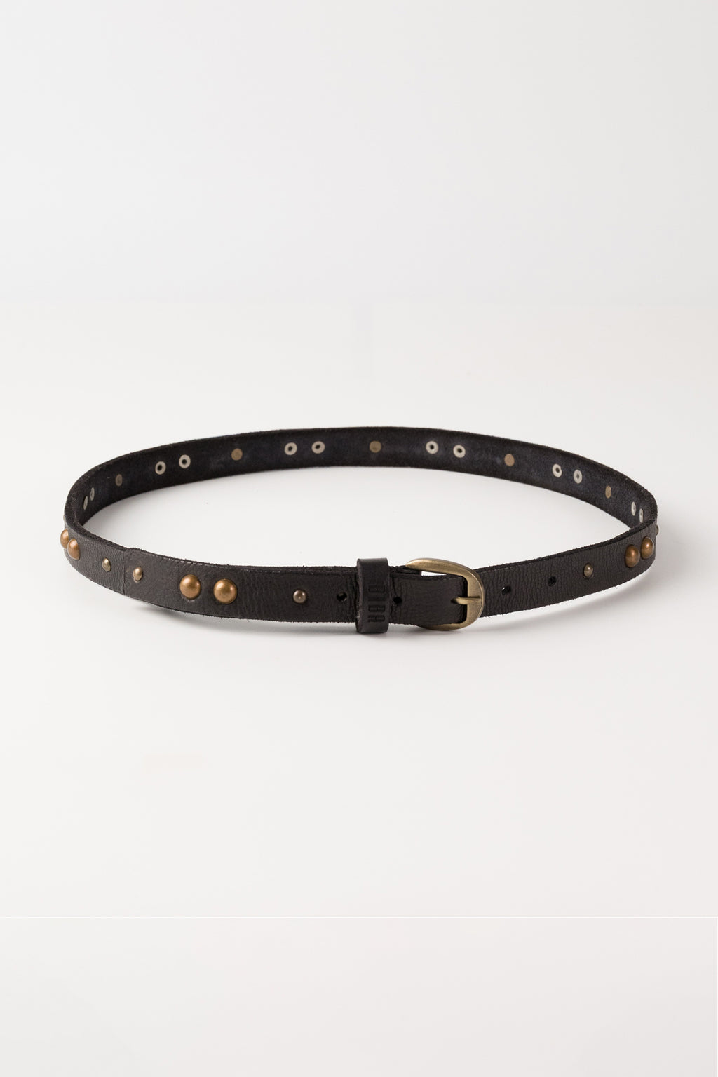 Biba Hill Black Studded Leather Belt HIL1A, full length view