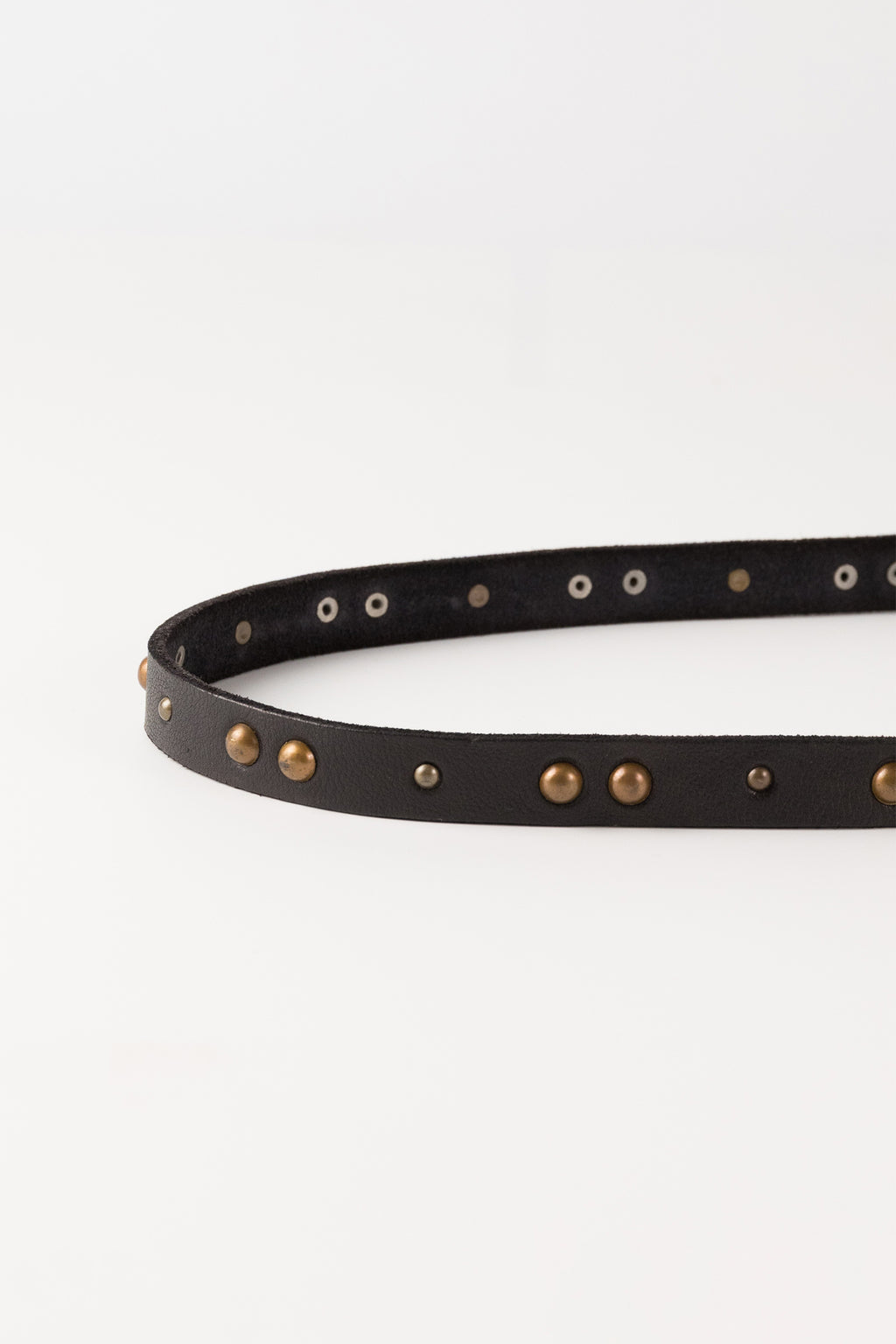 Biba Hill Black Studded Leather Belt HIL1A, close detail of the buckle and eyelets