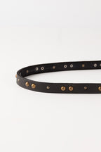 Biba Hill Black Studded Leather Belt HIL1A, close detail of the buckle and eyelets