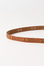 Biba Hill Tan Studded Leather Belt HIL1A, close detail of the buckle and eyelets