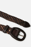 Biba Kanab Dark Brown Plaited Leather Belt KAN1A, full length view