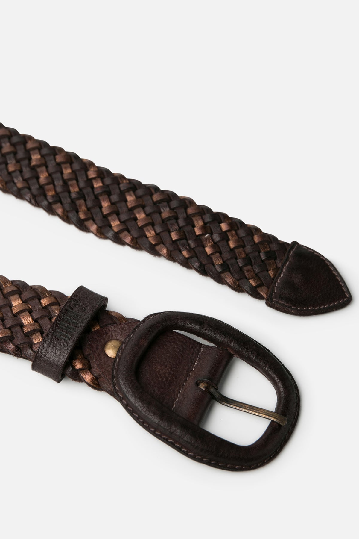 Biba Kanab Dark Brown Plaited Leather Belt KAN1A, full length view