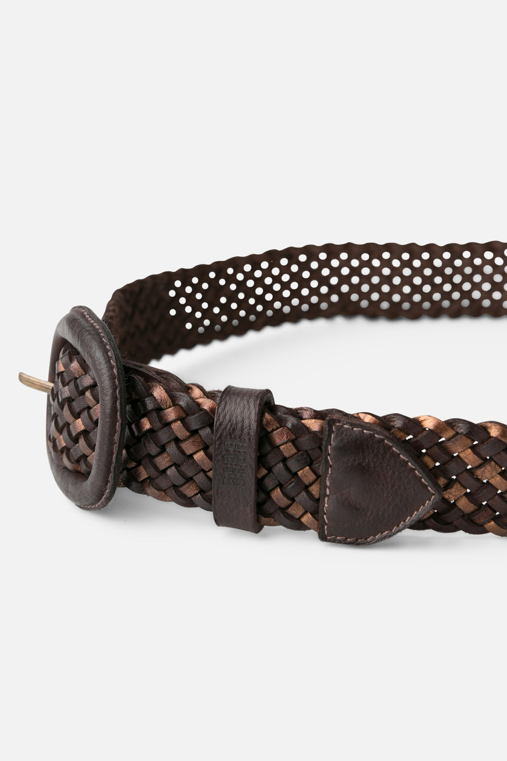 Biba Kanab Dark Brown Plaited Leather Belt KAN1A, close detail of the plaited leather