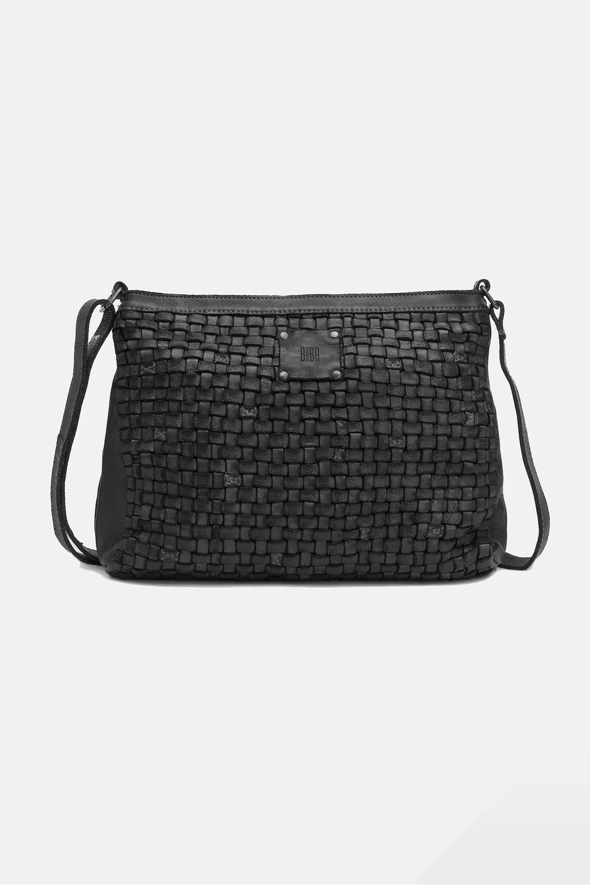 Biba Kansas Black Woven Cross Body Bag KA2, front view