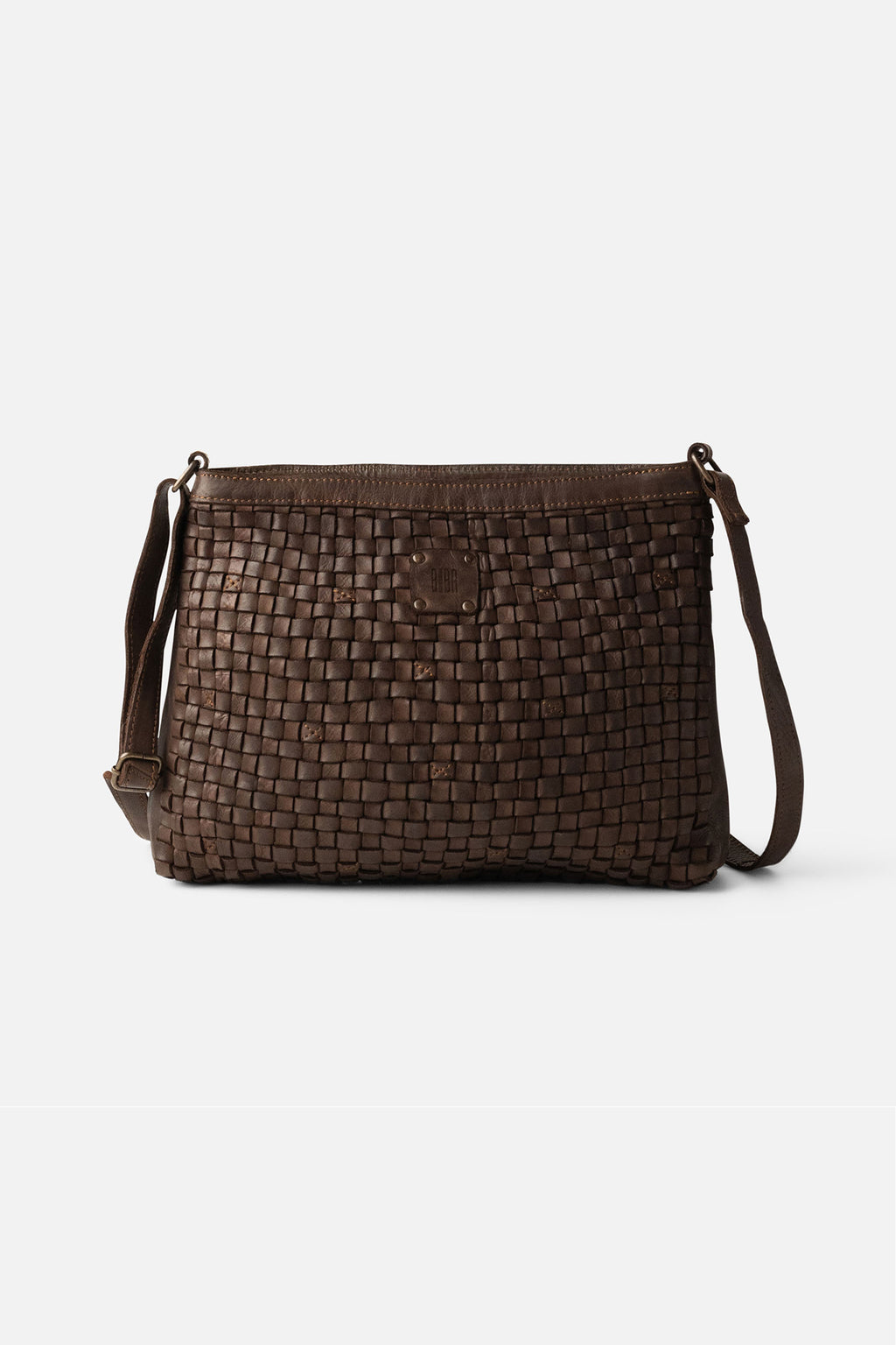 Biba Kansas Dark Brown Woven Cross Body Bag KA2, front view