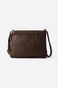 Biba Kansas Dark Brown Woven Cross Body Bag KA2, front view