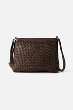Biba Kansas Dark Brown Woven Cross Body Bag KA2, front view