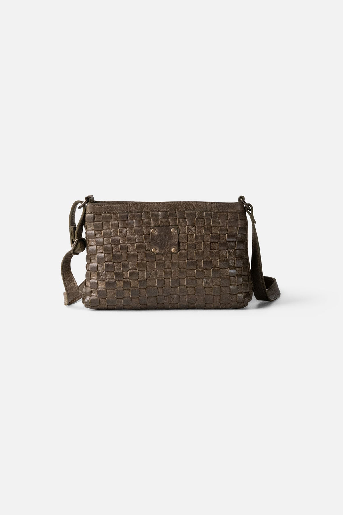 Biba Kansas Khaki Woven Cross Body Bag KA9, front view