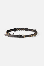 Biba Kenai Dark Brown Disc Studded Leather Belt NAI1A, full length view