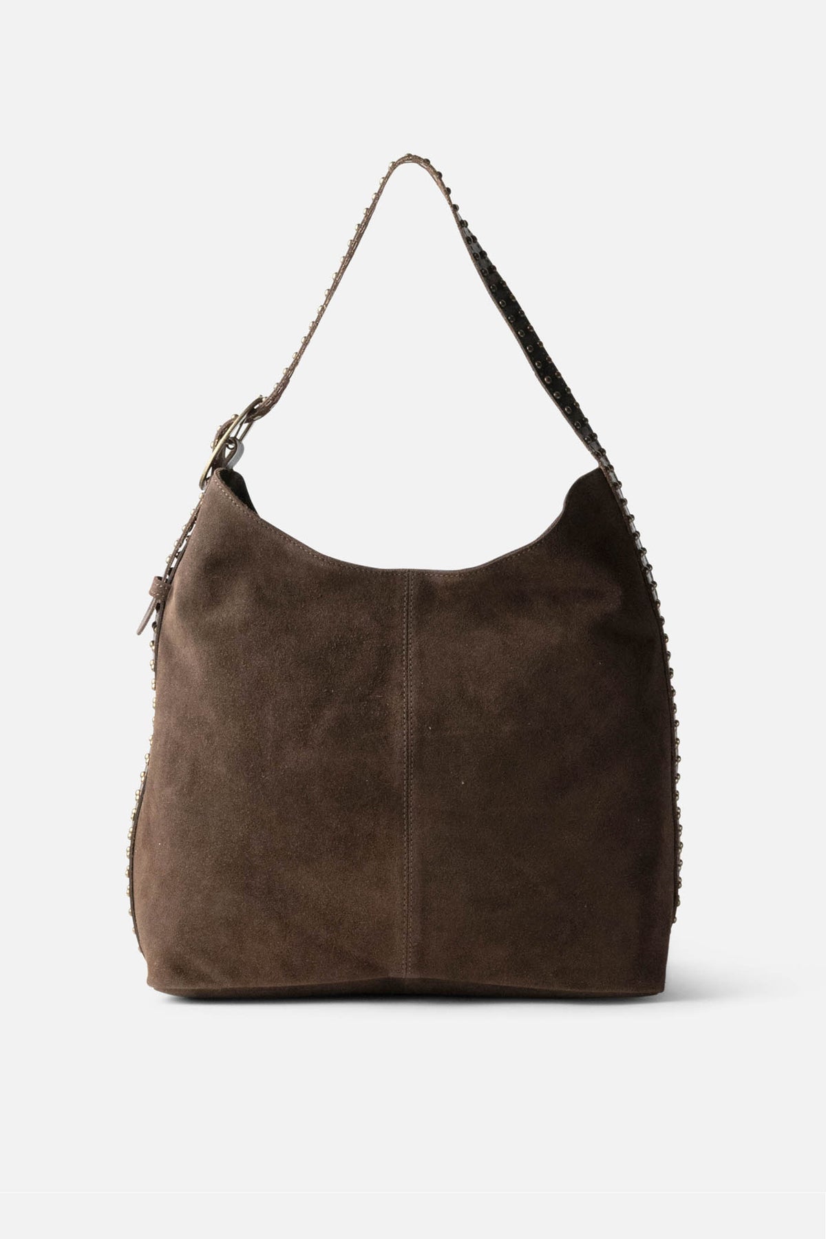 Biba Leff Dark Brown Suede Shoulder Bag LEF1L, front view