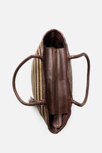 Biba Perkins Dark Brown Stripe Woven Leather Basket Bag PER1L, interior view