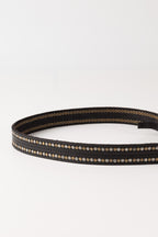 Biba Stella Black Studded Leather Belt SLA1A, close detail of the brass studs and buckle