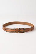Biba Stella Tan Studded Leather Belt SLA1A, full length view