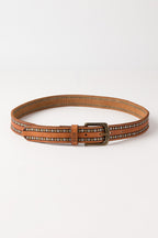 Biba Stella Tan Studded Leather Belt SLA1A, full length view