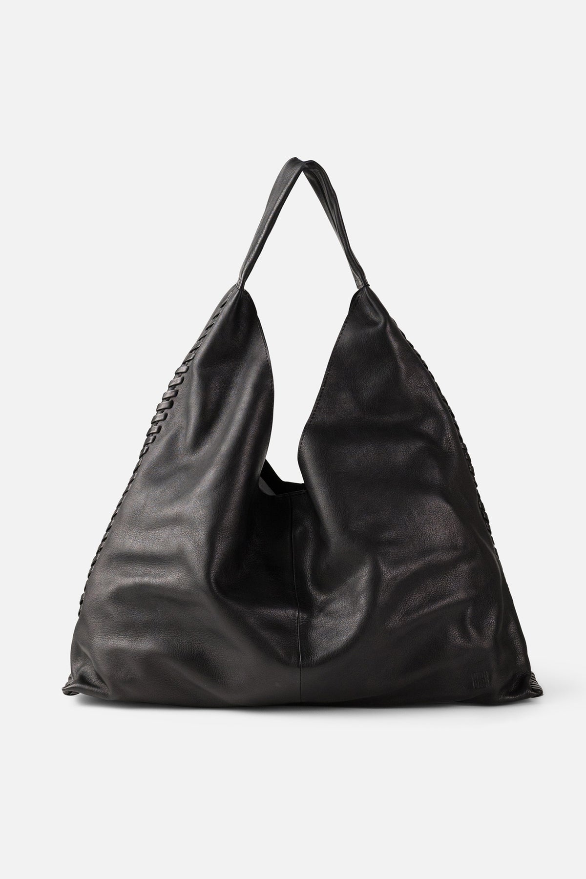 Biba Stockton Black Slouchy Leather Shoulder Bag STT1L, front view