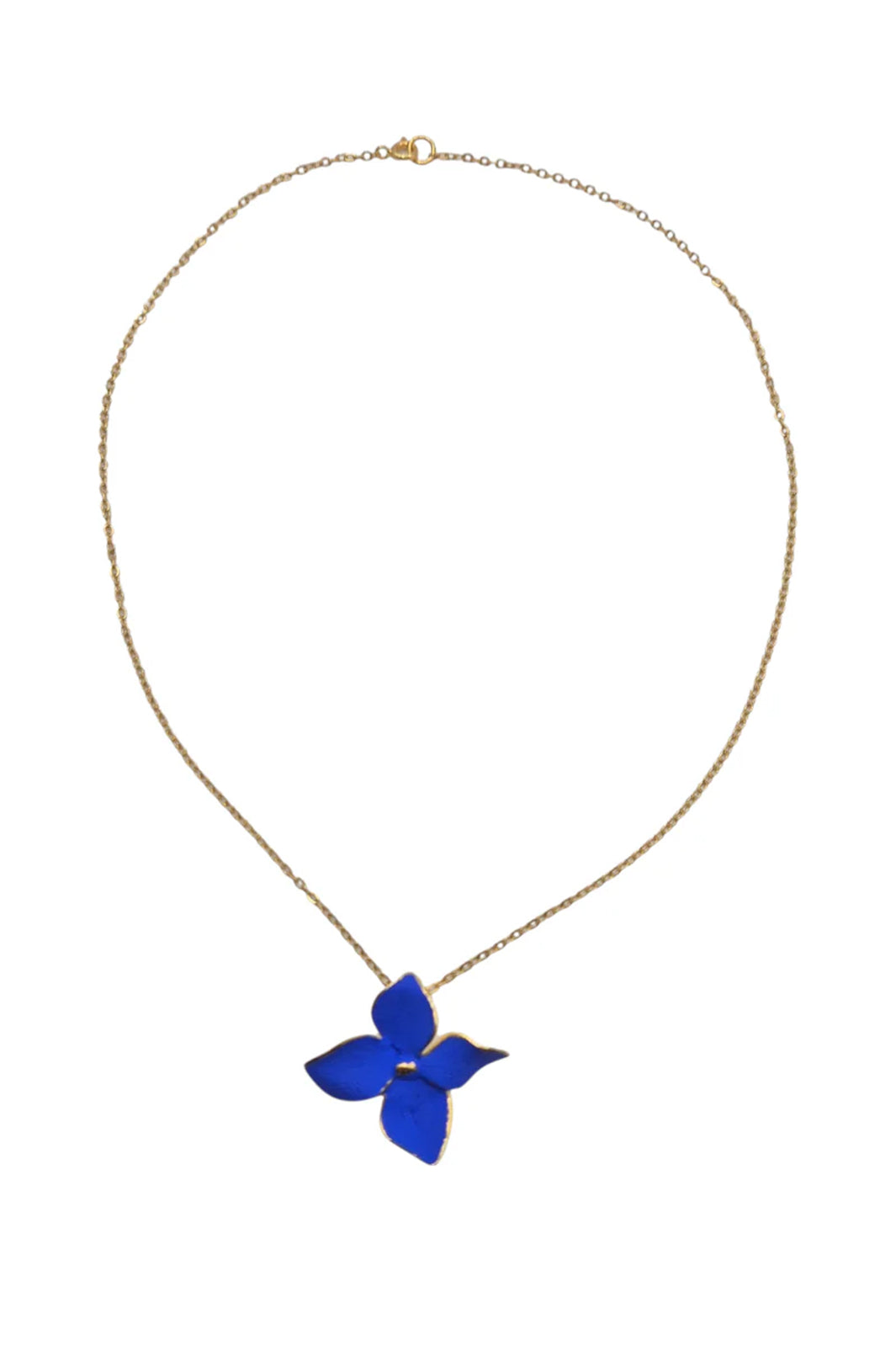 Georgia Charal Blue Hand Painted Simple Petunia Pendant