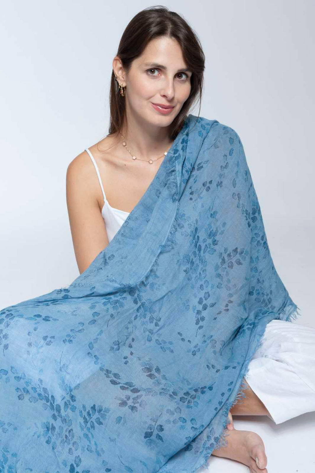 Blueberry Italia 81414 Wisteria Antracite Print Scarf
