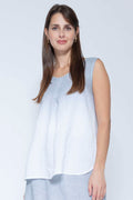 Blueberry Italia 9238 Silver White Sleeveless A-Line Top