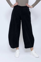 Blueberry Italia Black Cord Balloon Trousers 9428, front view
