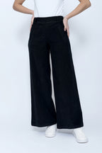 Blueberry Italia Black Cord Boot Leg Trousers 25129, front view