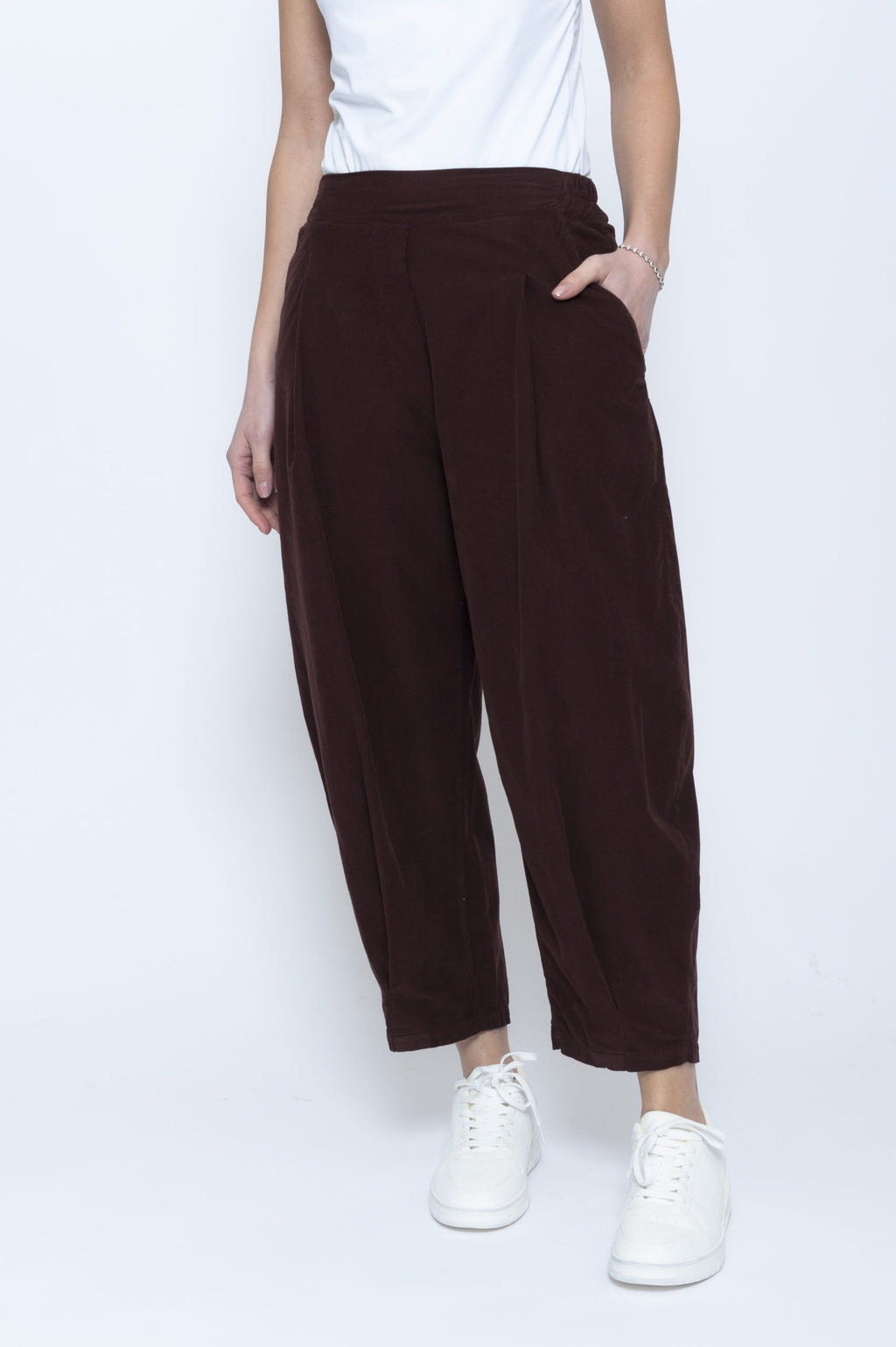 Blueberry Italia Moro Brown Needlecord Tulip Trousers 25117, front view