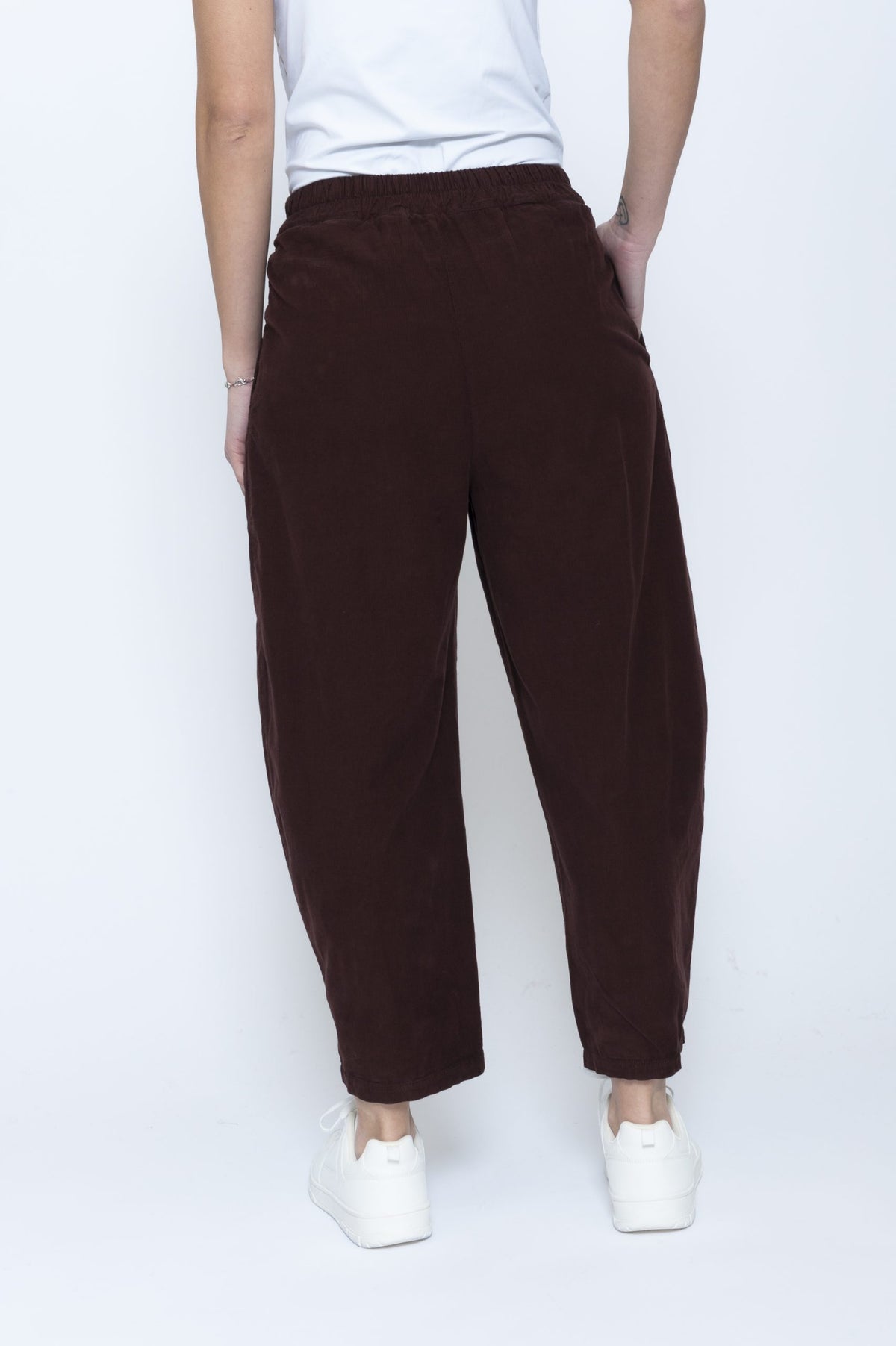 Blueberry Italia Moro Brown Needlecord Tulip Trousers 25117, back view