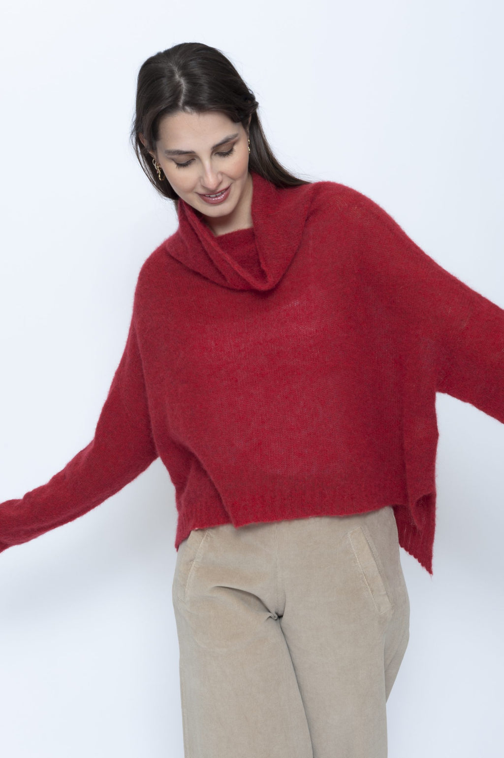 Blueberry Italia Red Turtle Neck Alpaca Jumper BB 066, front view