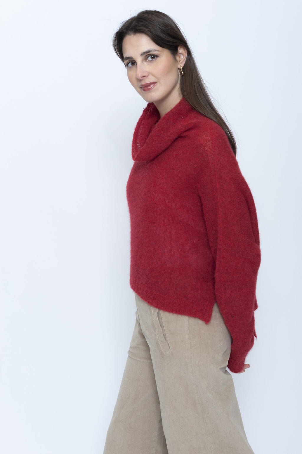 Blueberry Italia Red Turtle Neck Alpaca Jumper BB 066, side view