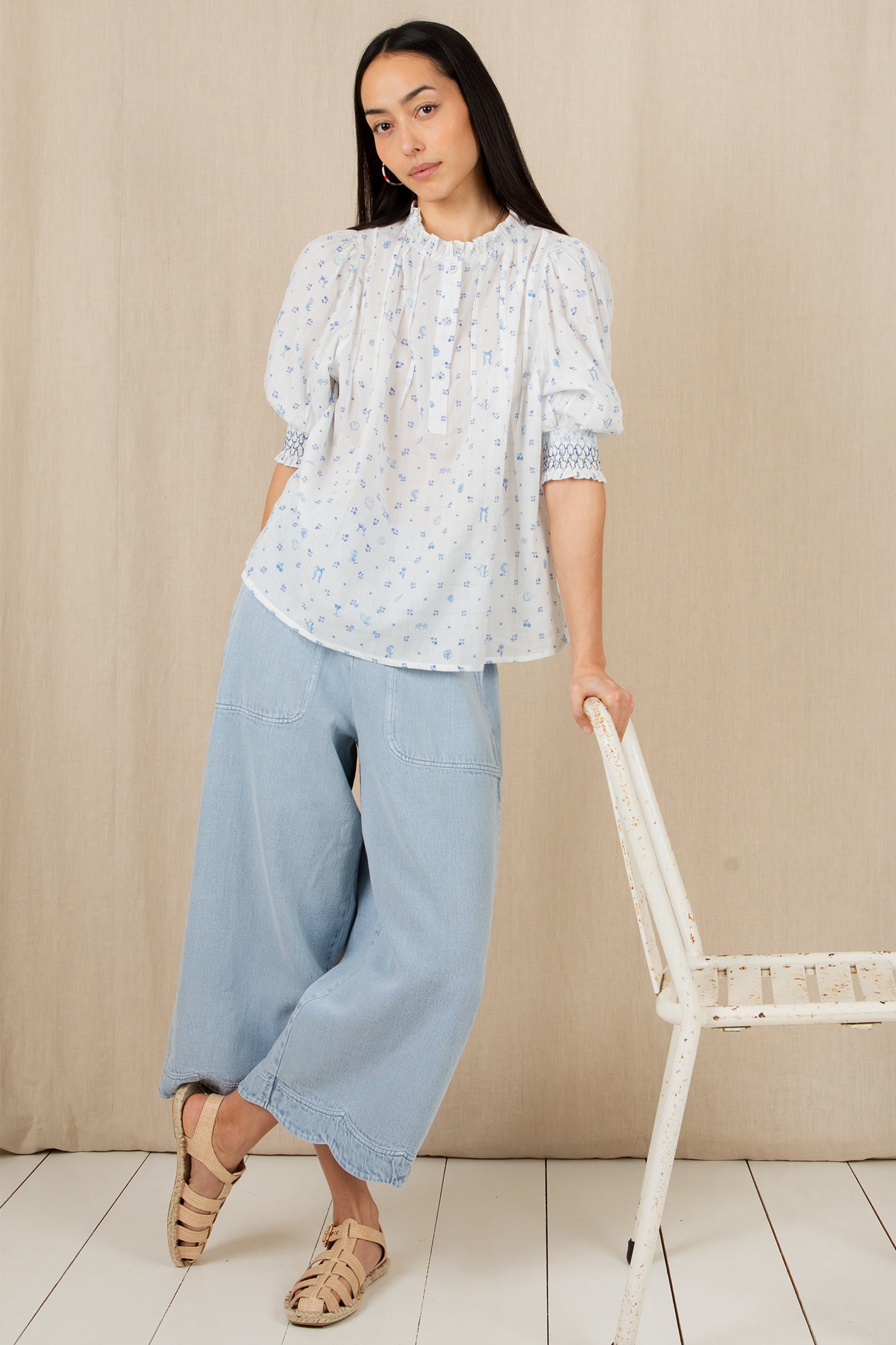 Bonte Aide Ice Blue Organic Cotton Twill Trousers